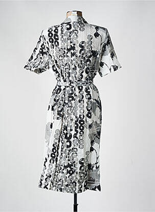 Rochie midi imprimeu fantezie mâneci scurte gri FRANCE RIVOIRE femeie