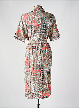 Rochie midi imprimeu floral mâneci scurte maro GUY DUBOUIS femeie