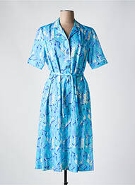 Rochie midi imprimeu fantezie mâneci scurte albastru GUY DUBOUIS femme