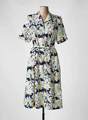 Rochie midi imprimeu floral mâneci scurte albastru GUY DUBOUIS femeie