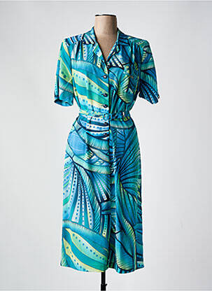 Rochie midi imprimeu fantezie mâneci scurte albastru FRANCE RIVOIRE femeie