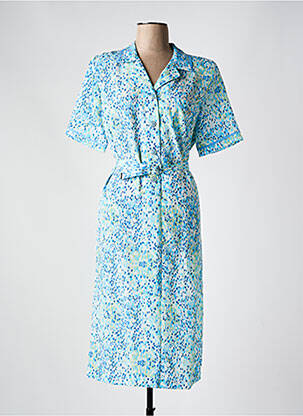 Rochie midi imprimeu fantezie mâneci scurte albastru FRANCE RIVOIRE femeie