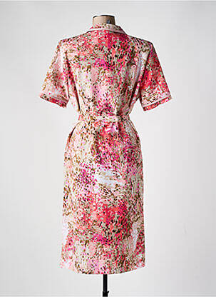 Rochie midi imprimeu fantezie mâneci scurte roz GUY DUBOUIS femeie