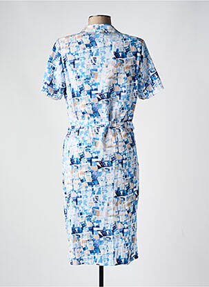 Rochie midi imprimeu fantezie mâneci lungi albastru GUY DUBOUIS femeie