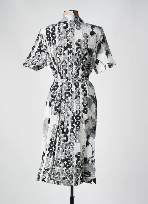 Rochie midi imprimeu fantezie mâneci scurte gri FRANCE RIVOIRE femme