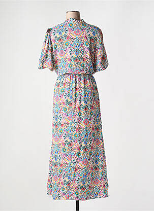 Rochie lungă imprimeu fantezie mâneci scurte alb C'EST BEAU LA VIE femeie