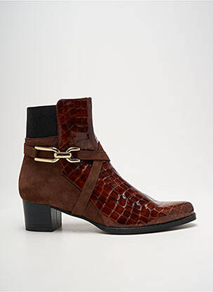 Botine/ghete țesătură satinată toc de 4 la 6 cm maro ROSEWOOD femeie