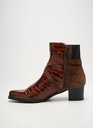 Botine/ghete țesătură satinată toc de 4 la 6 cm maro ROSEWOOD femeie