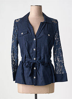 Cămașă croială cambrată mâneci lungi albastru FRANCE RIVOIRE femme