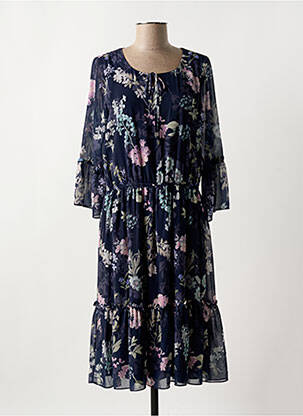 Rochie midi imprimeu floral mâneci lungi albastru GUY DUBOUIS femeie