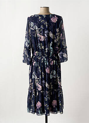 Rochie midi imprimeu floral mâneci lungi albastru GUY DUBOUIS femeie