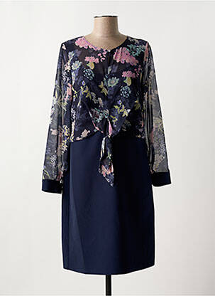 Rochie midi imprimeu floral mâneci lungi albastru IMPULSION femeie