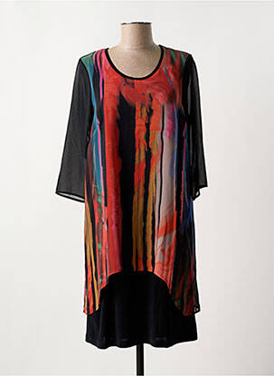Rochie scurtă croială fluidă mâneci 3/4 negru GUY DUBOUIS femeie