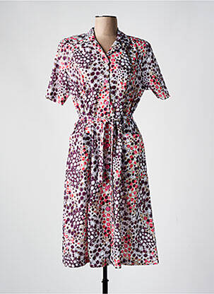 Rochie midi imprimeu fantezie mâneci scurte violet GUY DUBOUIS femeie