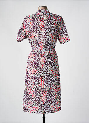 Rochie midi imprimeu fantezie mâneci scurte violet GUY DUBOUIS femeie