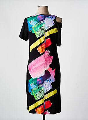 Rochie midi imprimeu fantezie mâneci scurte negru GUY DUBOUIS femeie