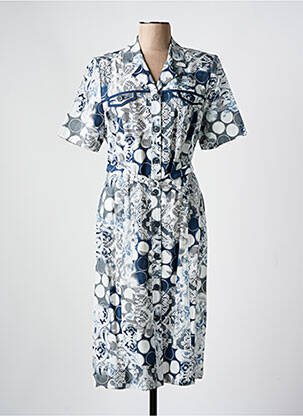 Rochie midi imprimeu fantezie mâneci scurte gri FRANCE RIVOIRE femeie