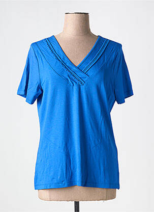 Tricou guler în v mâneci scurte albastru GUY DUBOUIS femeie