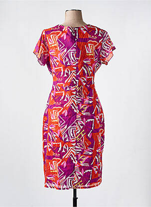 Rochie midi închidere cu fermoar la spate mâneci scurte violet CHRISTINE LAURE femeie