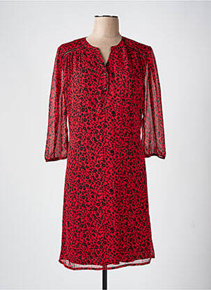 Rochie midi imprimeu floral mâneci 3/4 roșu CHRISTINE LAURE femeie