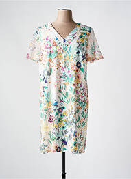 Rochie midi imprimeu floral mâneci scurte alb CHRISTINE LAURE femme
