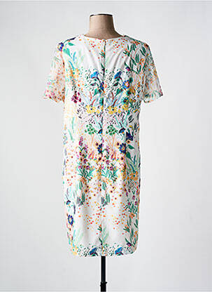 Rochie midi imprimeu floral mâneci scurte alb CHRISTINE LAURE femeie