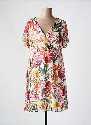 Rochie midi croială fluidă mâneci scurte alb CHRISTINE LAURE femeie