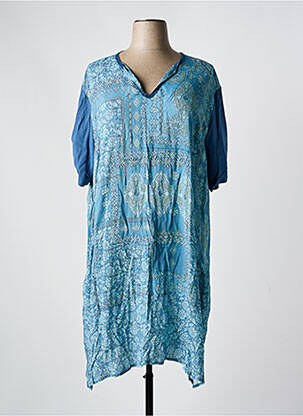 Rochie midi imprimeu floral mâneci scurte albastru FRANCK ANNA femeie