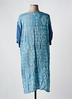 Rochie midi imprimeu floral mâneci scurte albastru FRANCK ANNA femeie