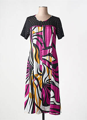 Rochie midi imprimeu fantezie mâneci scurte violet GREGORY PAT femeie