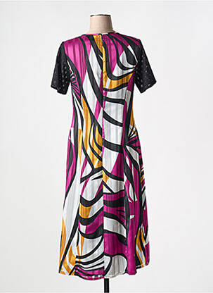 Rochie midi imprimeu fantezie mâneci scurte violet GREGORY PAT femeie