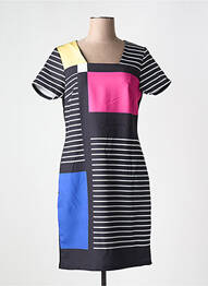 Rochie midi imprimeu fantezie mâneci scurte negru GUY DUBOUIS femme