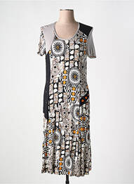 Rochie midi imprimeu fantezie mâneci scurte negru FRANCE RIVOIRE femeie