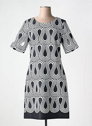 Rochie midi imprimeu fantezie mâneci scurte negru GUY DUBOUIS femeie