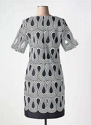 Rochie midi imprimeu fantezie mâneci scurte negru GUY DUBOUIS femeie