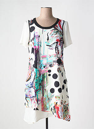 Rochie midi croială fluidă mâneci scurte alb MERI & ESCA femeie
