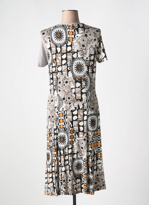 Rochie midi imprimeu fantezie mâneci scurte negru FRANCE RIVOIRE femme