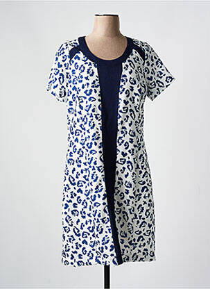 Rochie midi imprimeu fantezie mâneci scurte albastru FRANCE RIVOIRE femeie