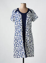 Rochie midi imprimeu fantezie mâneci scurte albastru FRANCE RIVOIRE femme