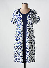 Rochie midi imprimeu fantezie mâneci scurte albastru GUY DUBOUIS femme