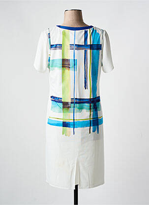 Rochie midi imprimeu fantezie mâneci scurte albastru FRANCE RIVOIRE femeie