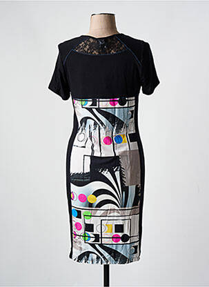 Rochie midi imprimeu fantezie mâneci scurte negru GUY DUBOUIS femeie
