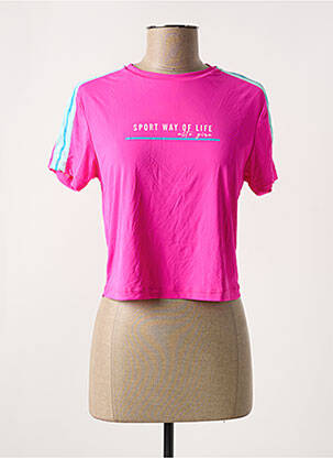 Tricou serigrafie flockată mâneci scurte roz ALTO GIRO femeie