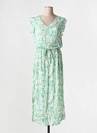 Rochie midi imprimeu floral mâneci scurte verde ICHI femme