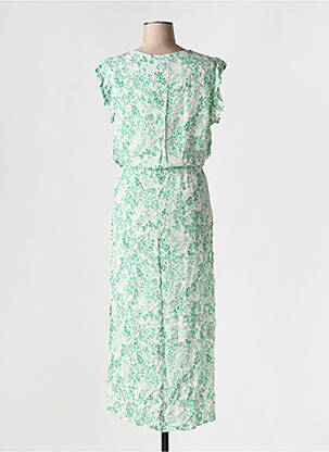 Rochie midi imprimeu floral mâneci scurte verde ICHI femeie