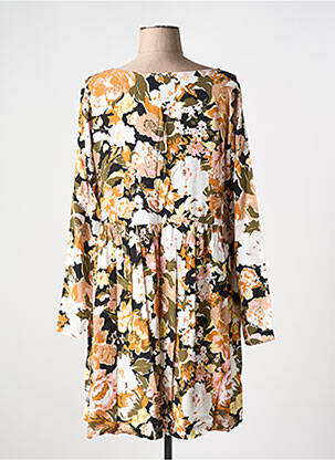 Rochie midi imprimeu floral mâneci lungi portocalie ICHI femeie