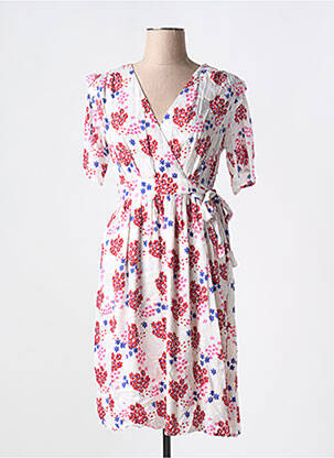 Rochie midi imprimeu floral mâneci scurte alb LOLA ESPELETA femeie