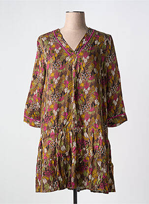 Rochie scurtă mâneci 3/4 mâneci 3/4 maro LOLA ESPELETA femeie