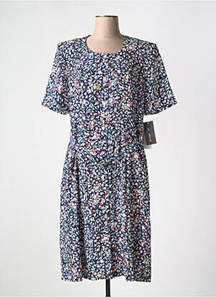 Rochie midi imprimeu floral mâneci scurte albastru FRANCE RIVOIRE femeie