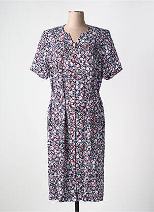 Rochie midi imprimeu floral mâneci scurte albastru FRANCE RIVOIRE femeie